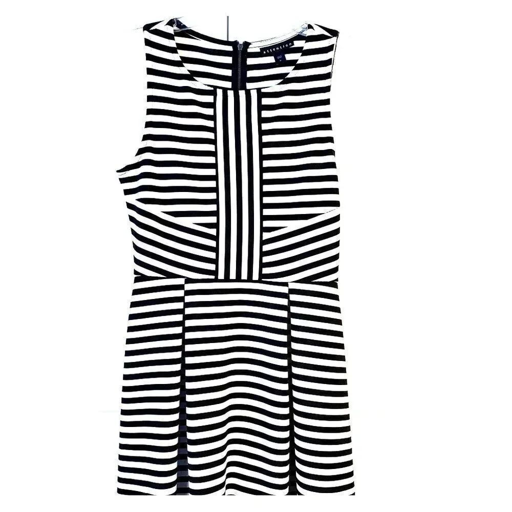FUN BLACK AND WHITE STRIPED DRESS by ATTENTION M - Picture 2 of 8